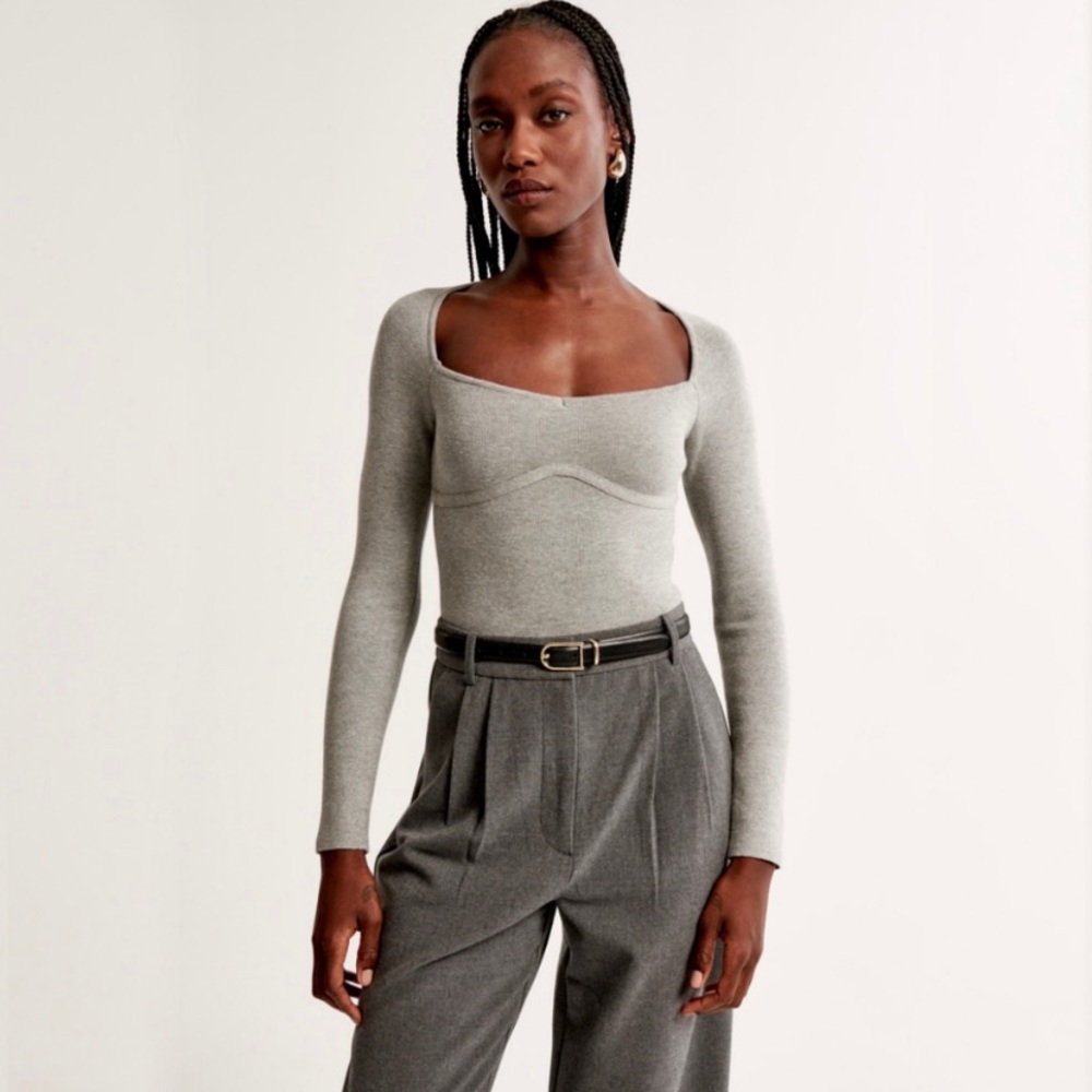 long-sleeve v-neck sweater bodysuit
